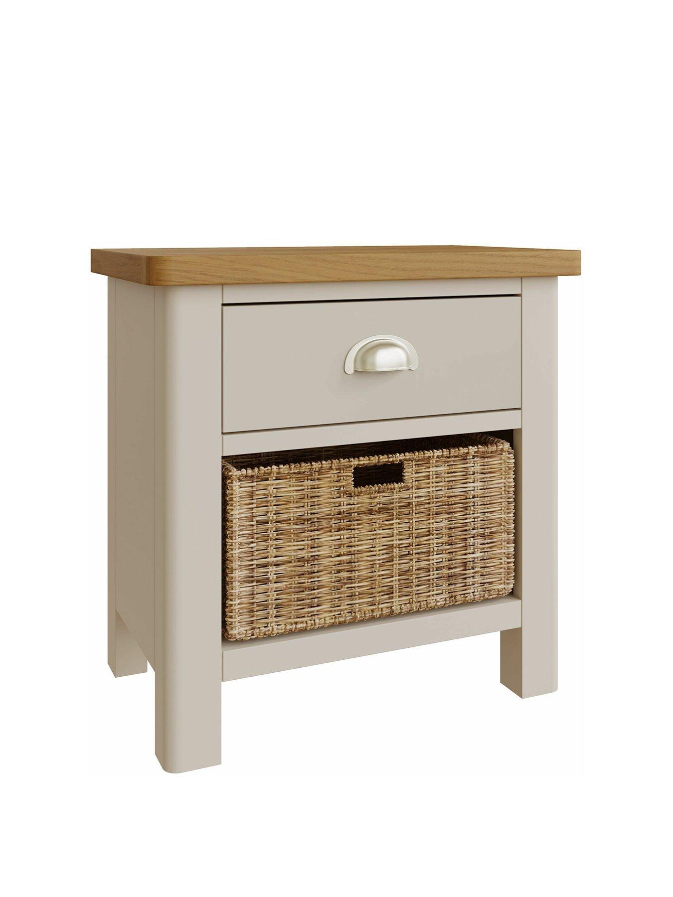 Product photograph of K-interiors Fontana Ready Assembled 1 Drawer 1 Basket Lamp Table from very.co.uk