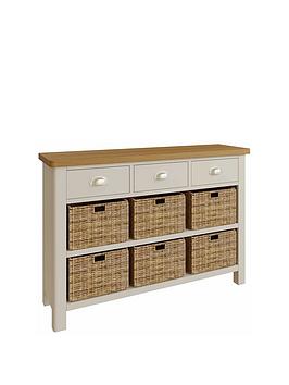 Product photograph of K-interiors Fontana 3 Drawer Sideboard With 6 Wicker Baskets from very.co.uk