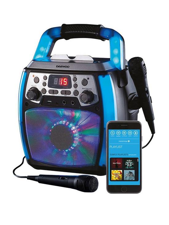 front image of daewoo-bluetooth-karaoke-machine-black