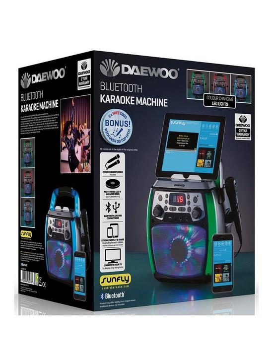 stillFront image of daewoo-bluetooth-karaoke-machine-black