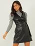  image of quiz-faux-leather-pinafore-dress