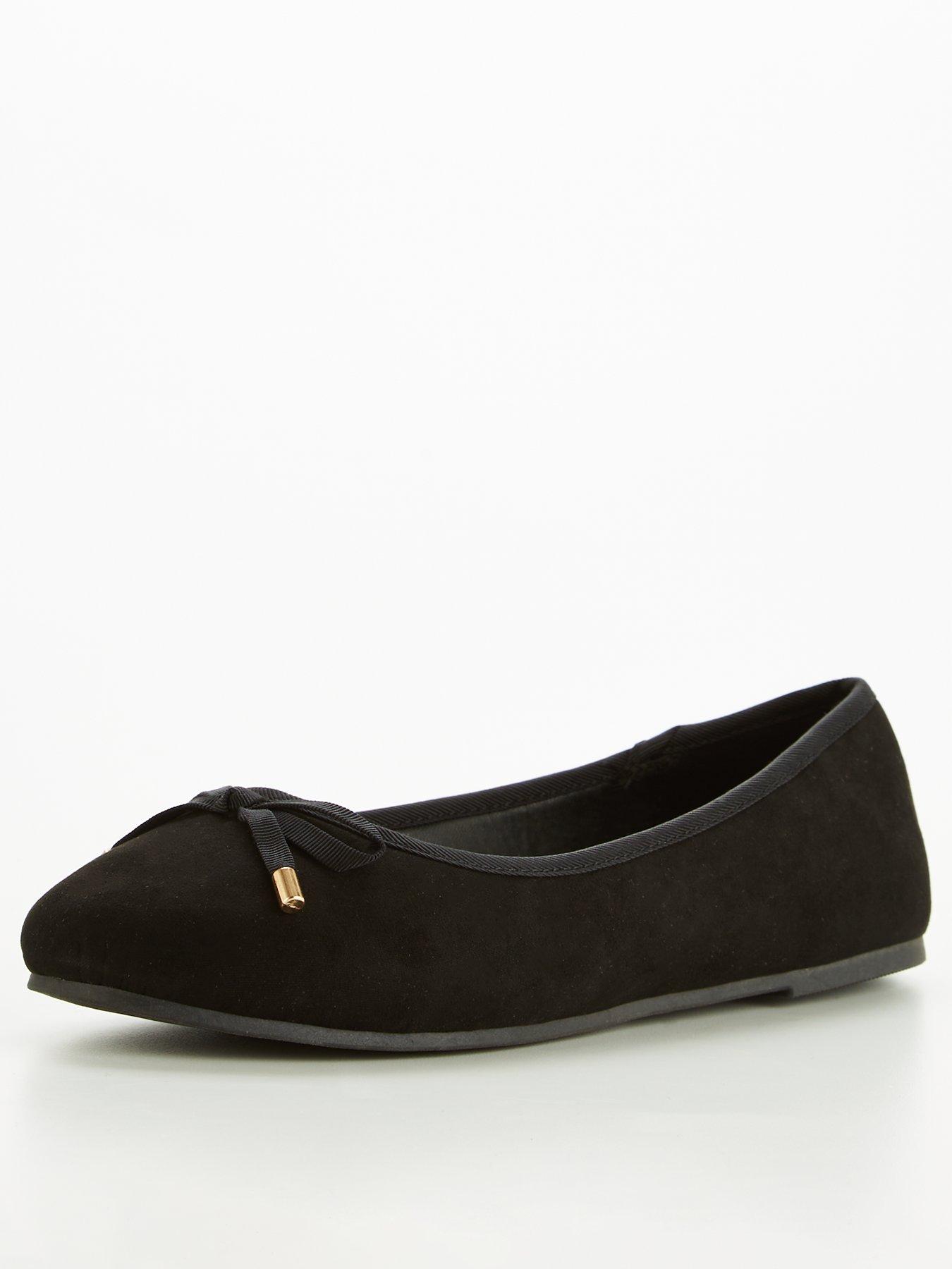 Wide fit black flat shoes sale