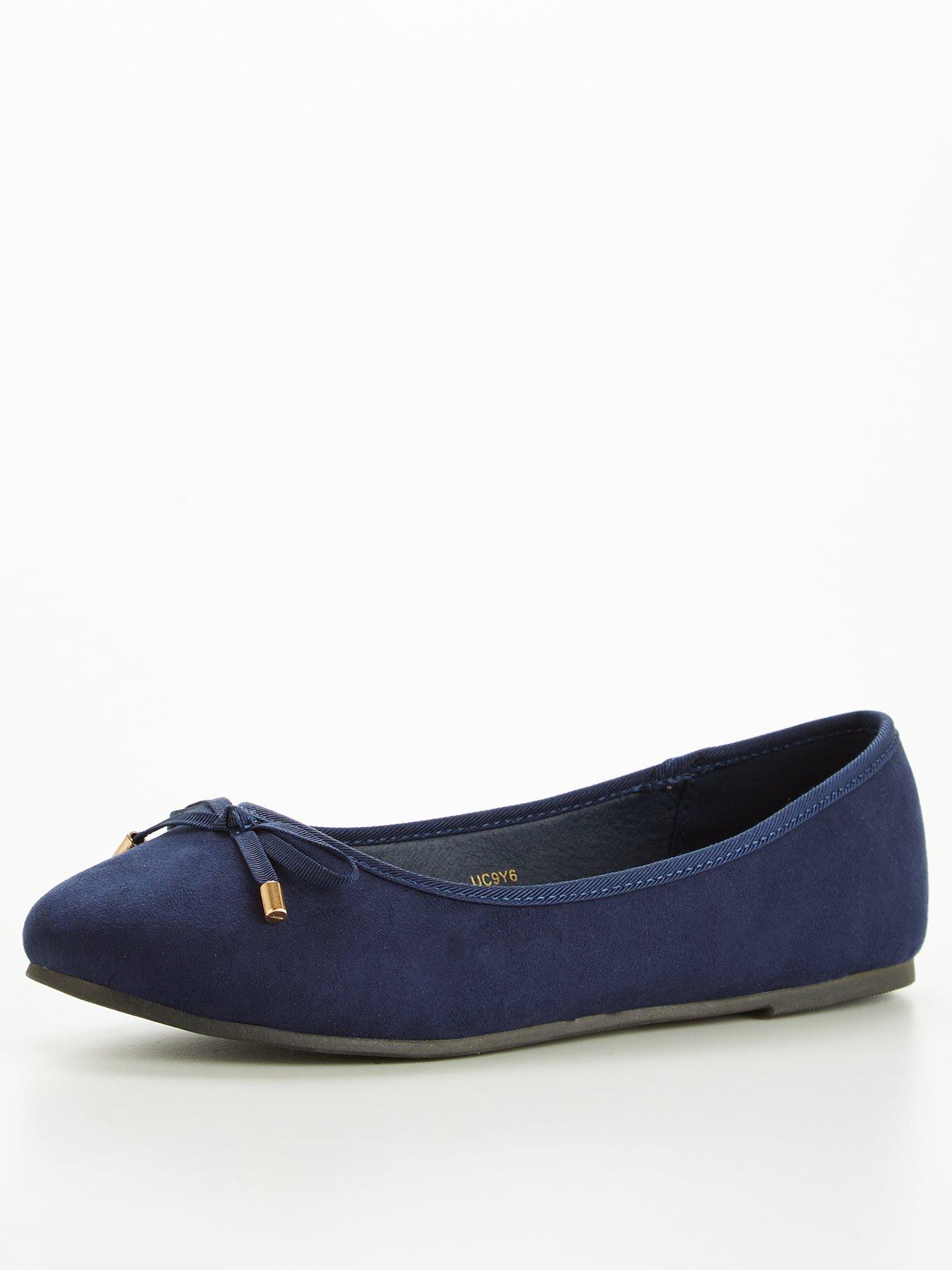 Navy flat shoes wide hot sale fit