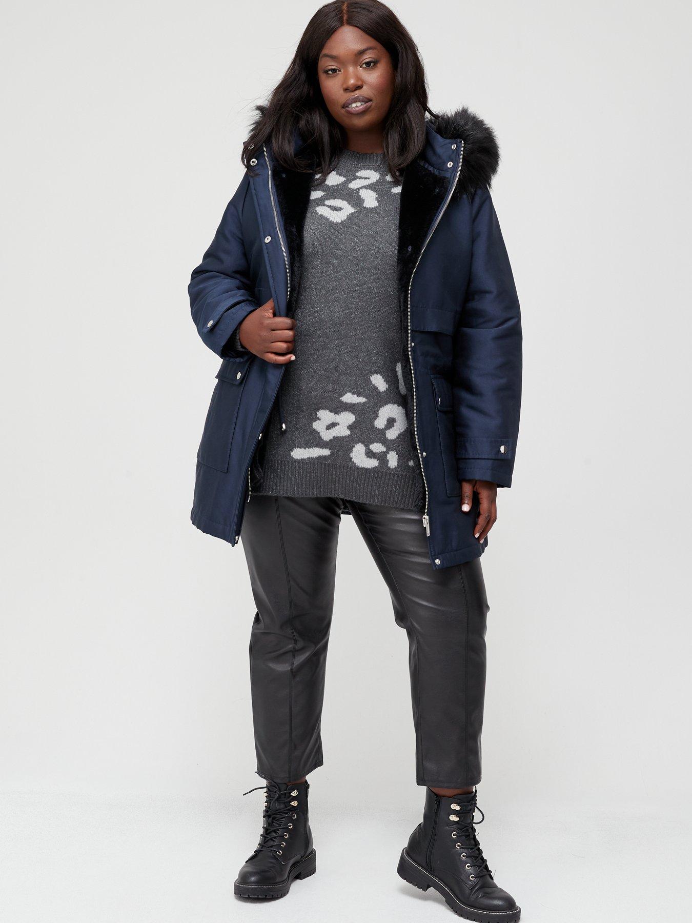 V by Very Curve Premium Padded Parka Navy very