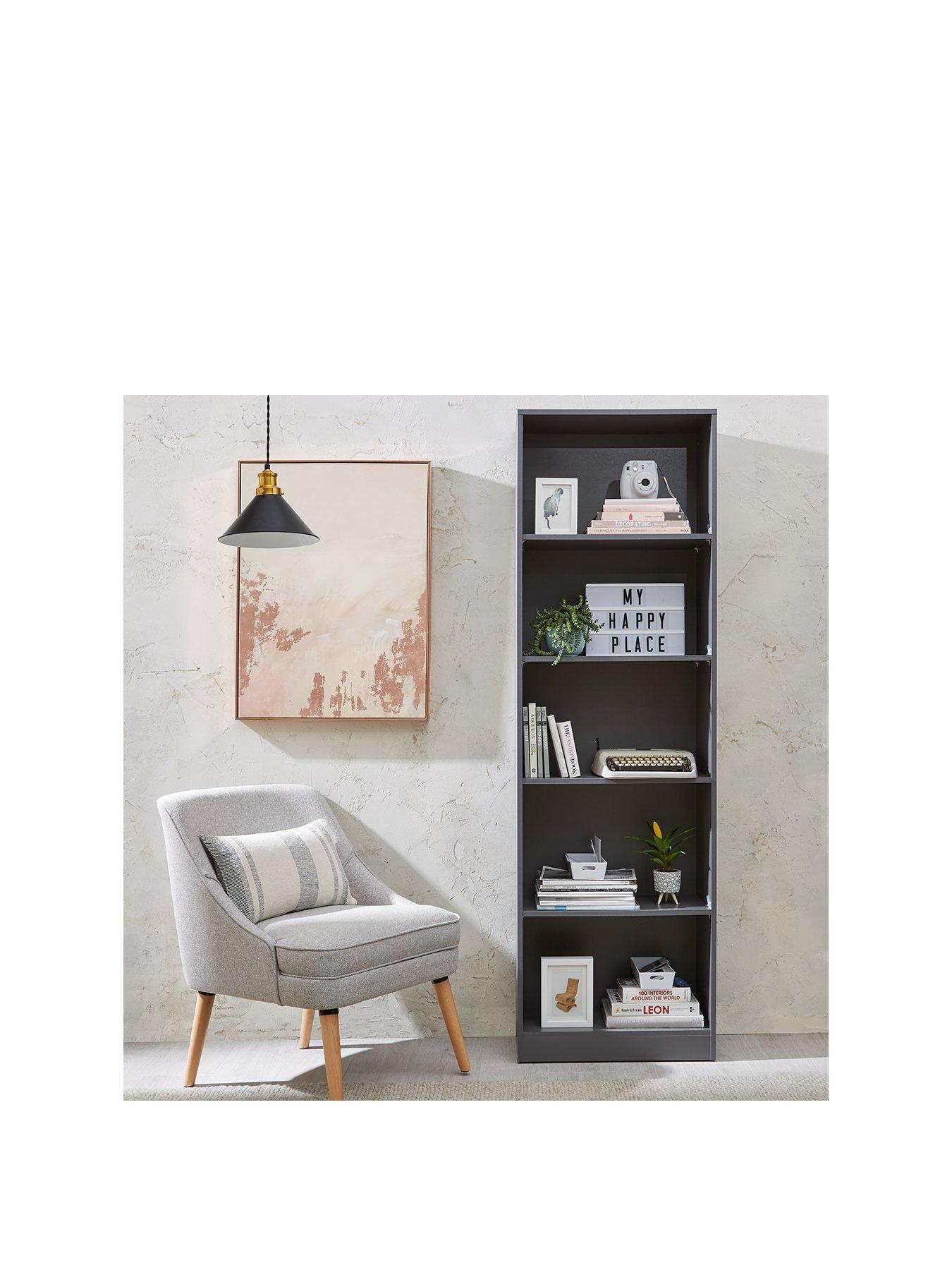 Very Home New Metro Tall Wide Bookcase Grey FSC® Certified very.co.uk