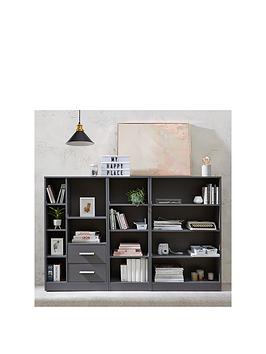 Product photograph of Everyday New Metro 3 Piece Storage Bookcase Package - Grey from very.co.uk