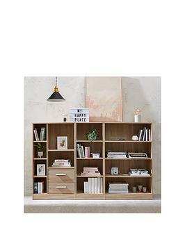 Product photograph of Everyday New Metro 3 Piece Storage Bookcase Package - Oak from very.co.uk