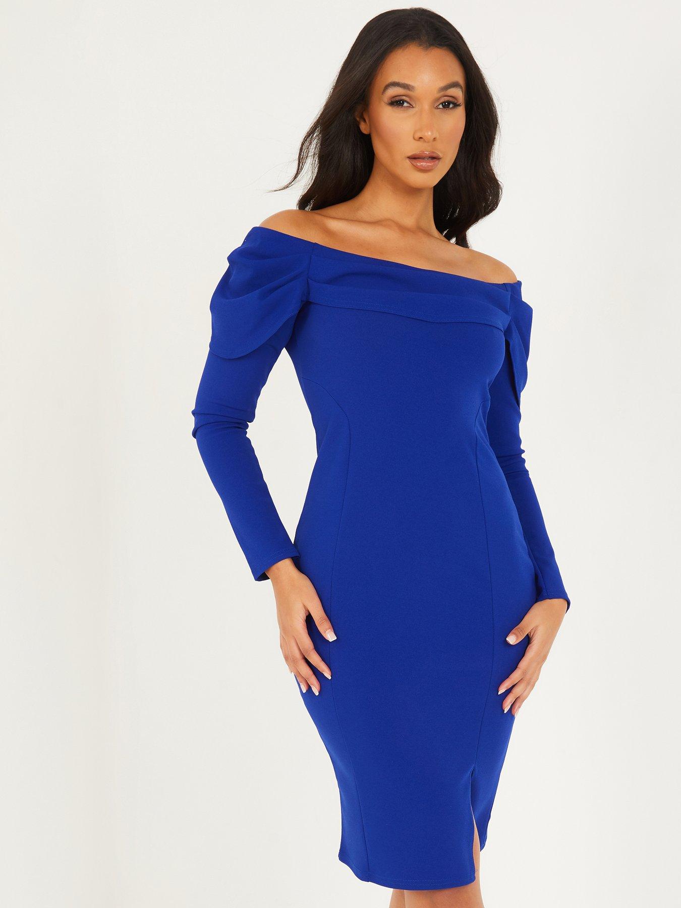 blue bardot dress uk