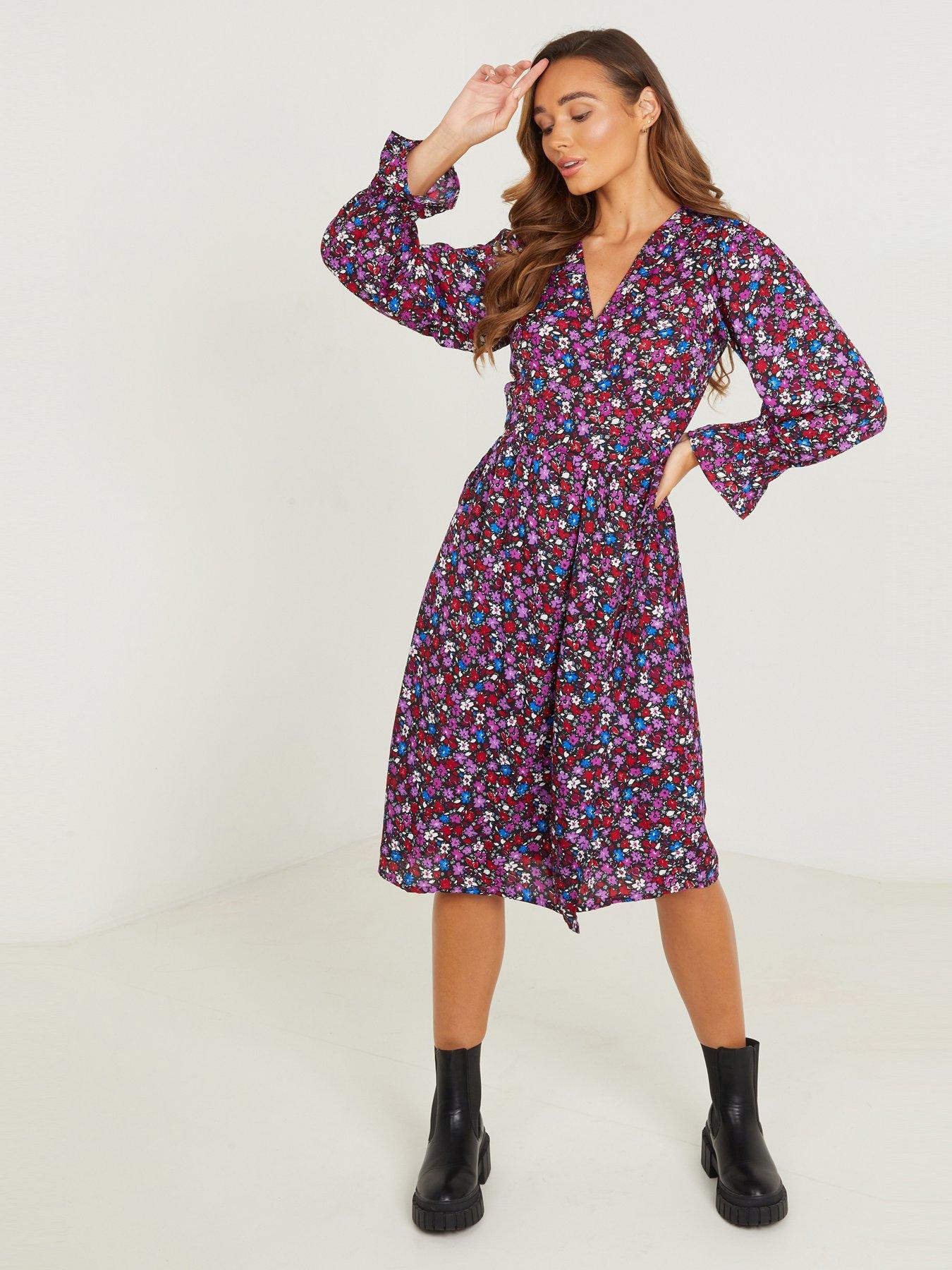 Quiz Floral Wrap Midi Dress very.co.uk