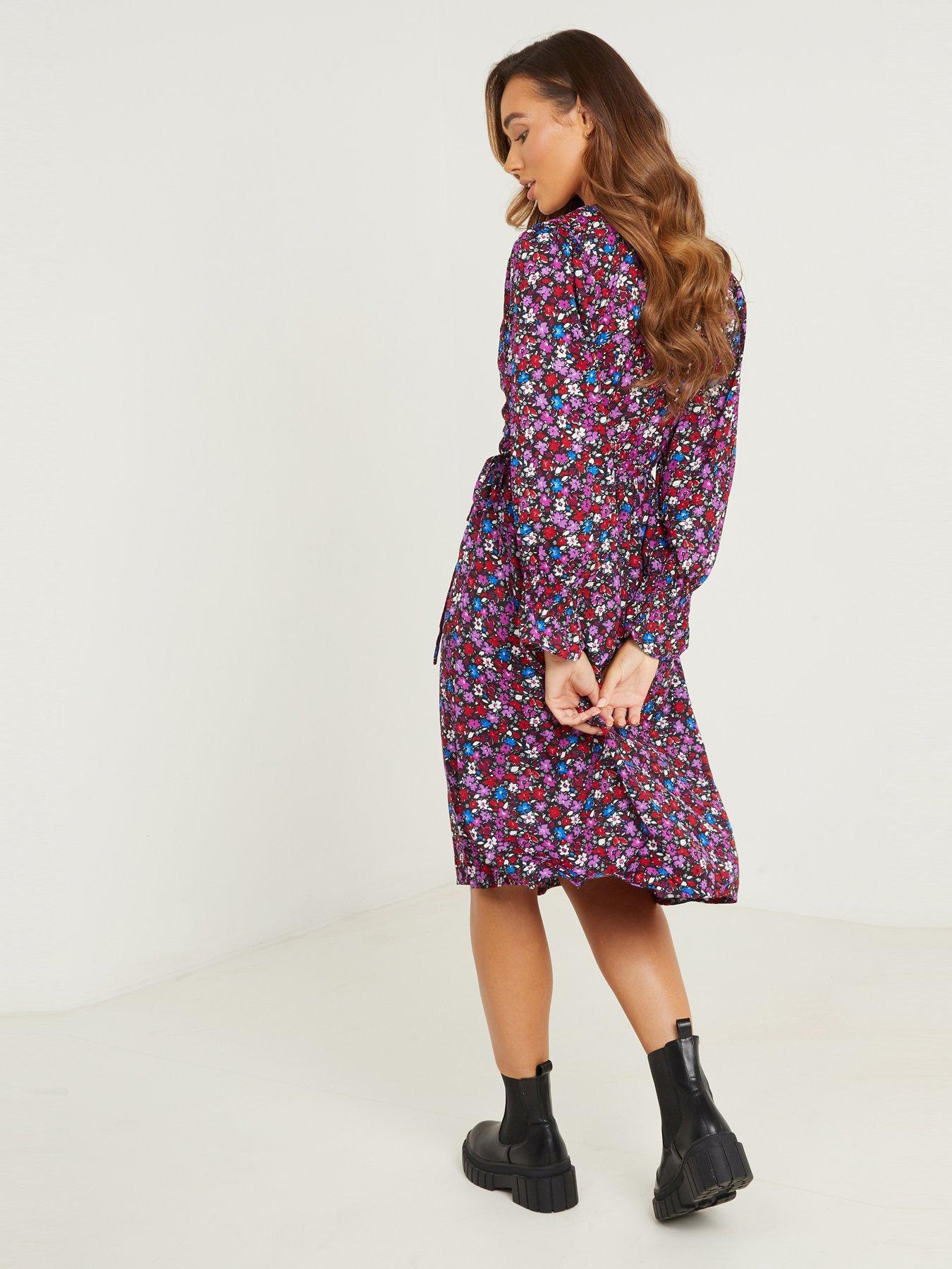 Quiz Floral Wrap Midi Dress very.co.uk