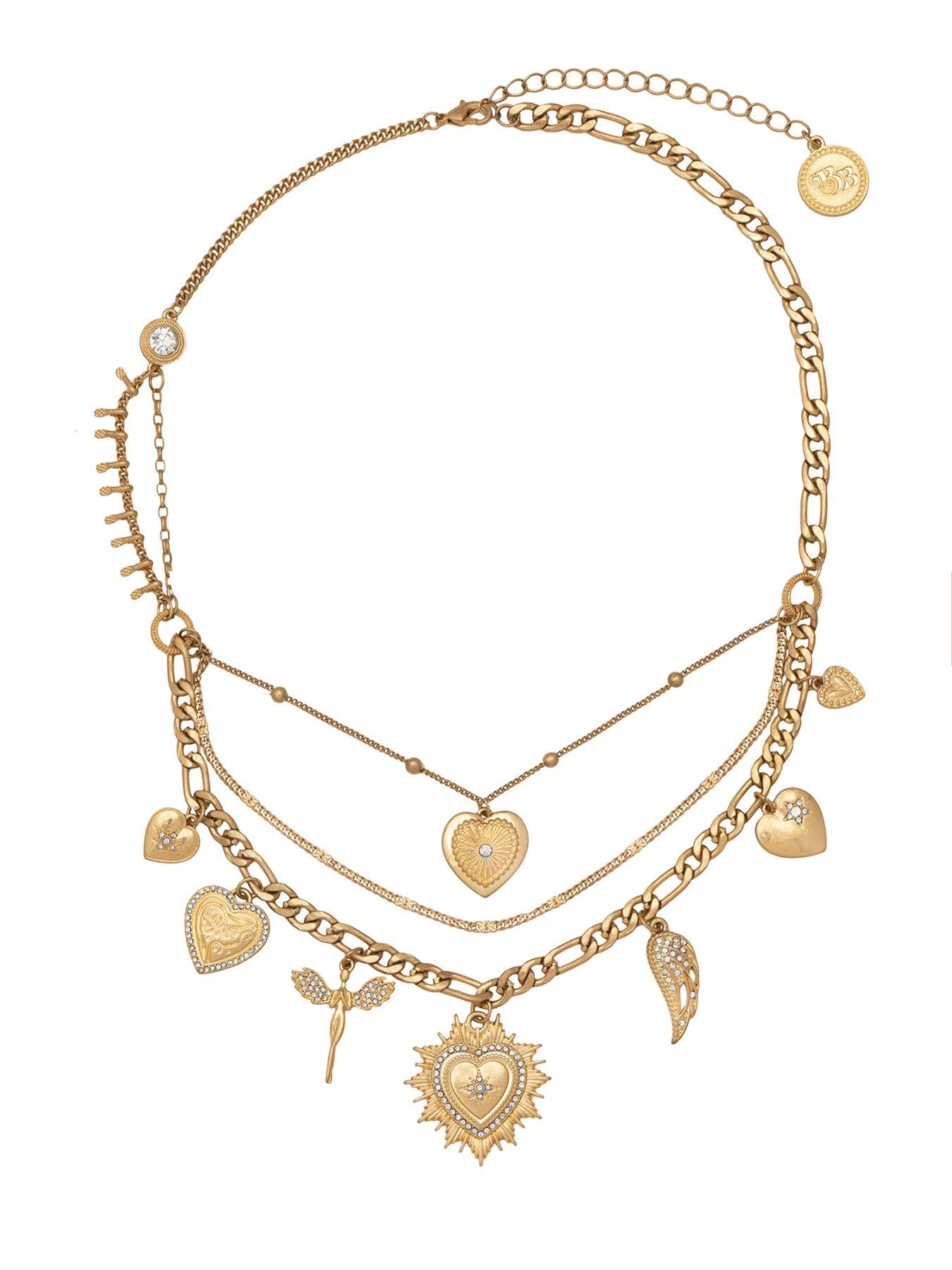 Gold Heart On Fire Layered Necklace