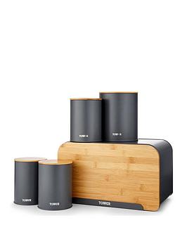 Product photograph of Tower Scandi Set Of 3 Storage Canisters Ndash Grey from very.co.uk
