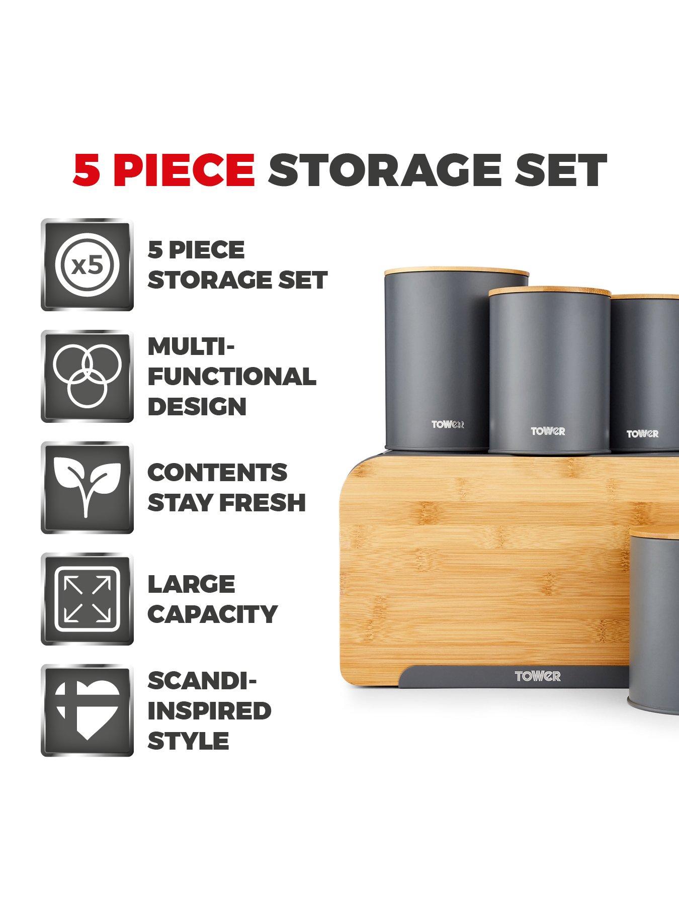 Tower Scandi Set of 3 Storage Canisters Grey very.co.uk