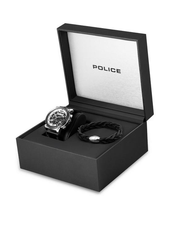 front image of police-leather-watch-bracelet-gift-set-mens