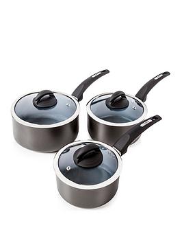 Product photograph of Tower 3 Piece Saucepan Set 16 18 20cm from very.co.uk