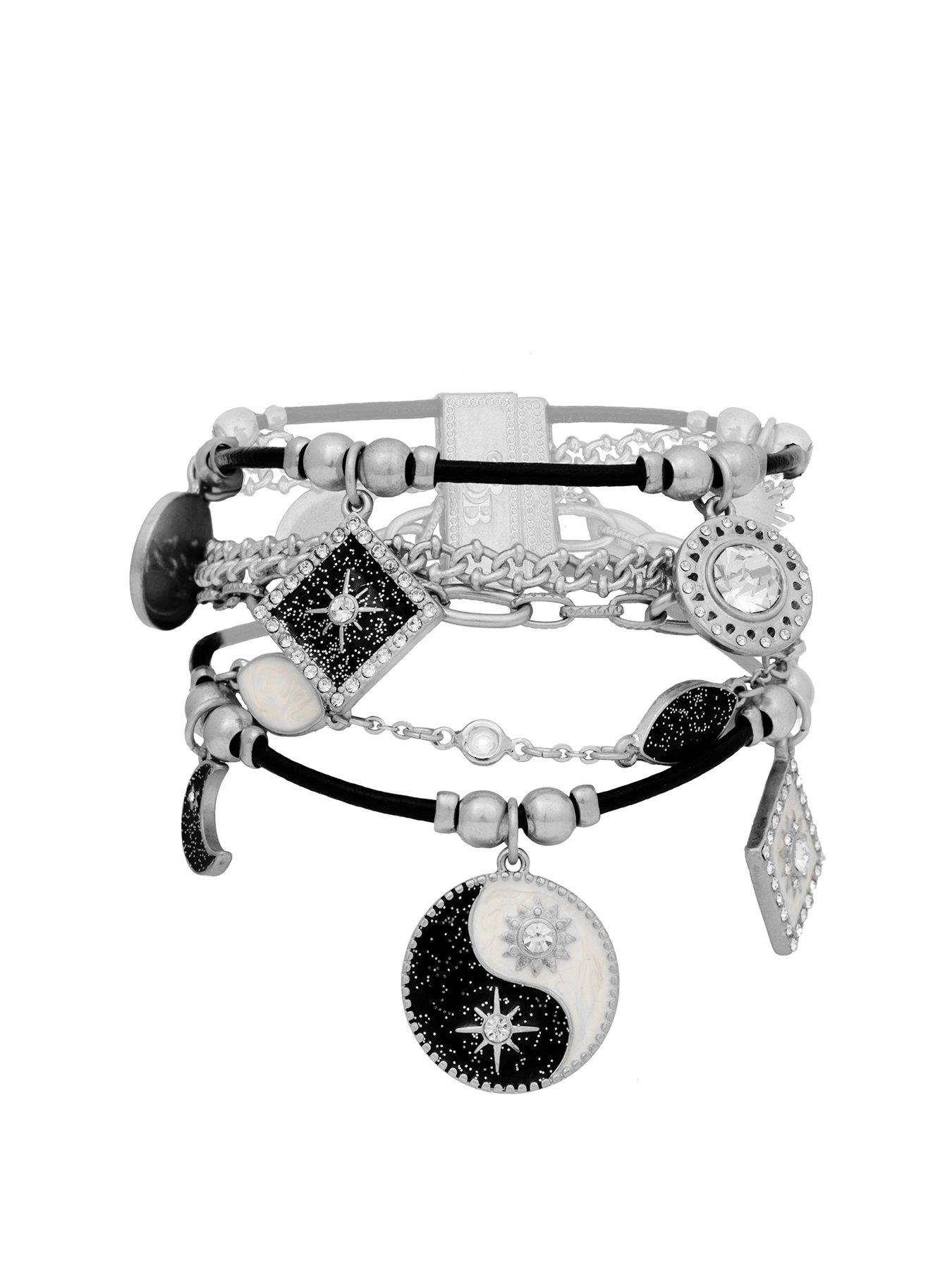Women Bibi Bijoux Silver Night and Day Layered Bracelet