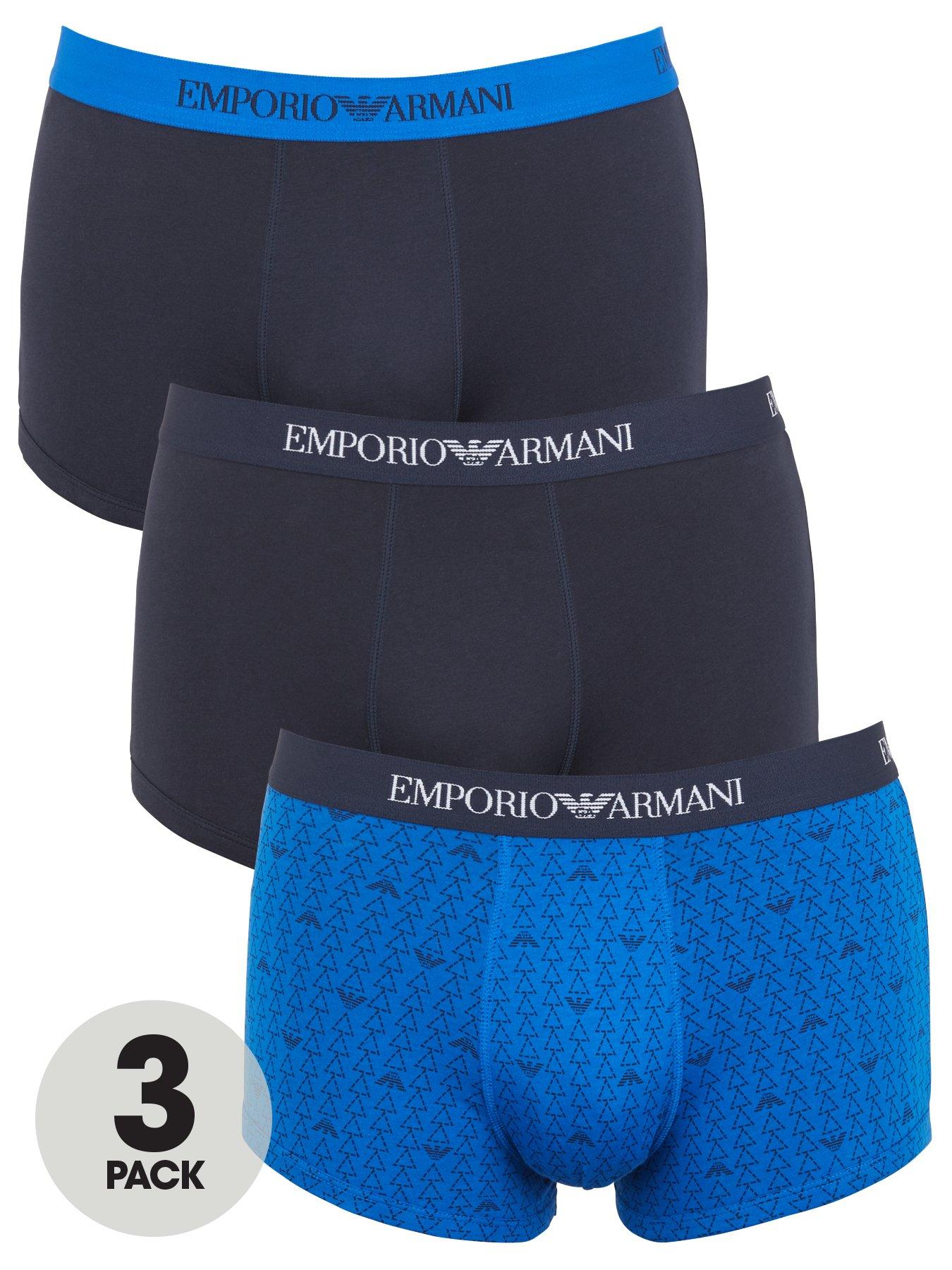 Emporio Armani Bodywear Trunks (3 Pack) - Blue/Multi, Blue Multi, Size L, Men