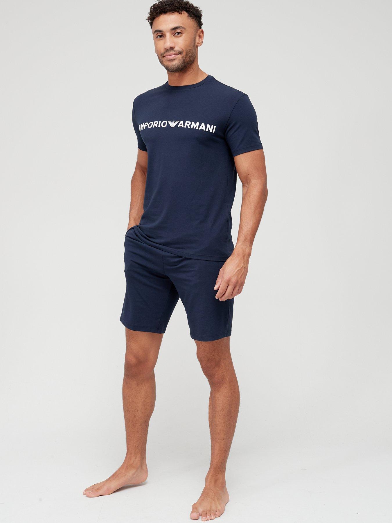 Emporio Armani Bodywear Bodywear Lounge T-Shirt & Shorts Set - Blue Marine  