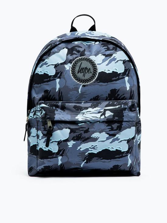 front image of hype-unisex-gloom-camo-crest-backpack-grey