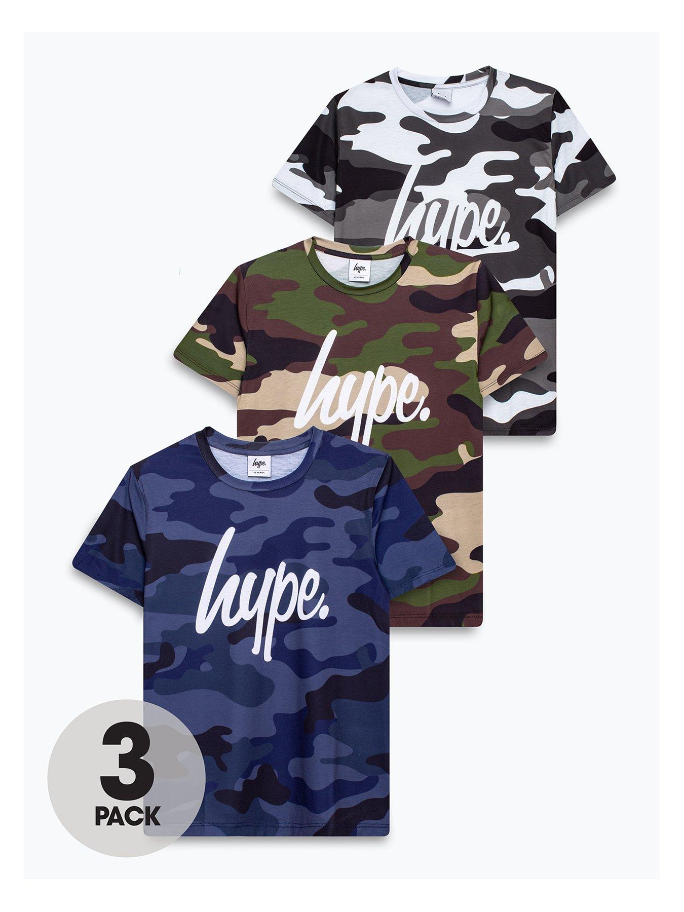  Hype Boys Multi Camo Script T-shirt 3 Pack
