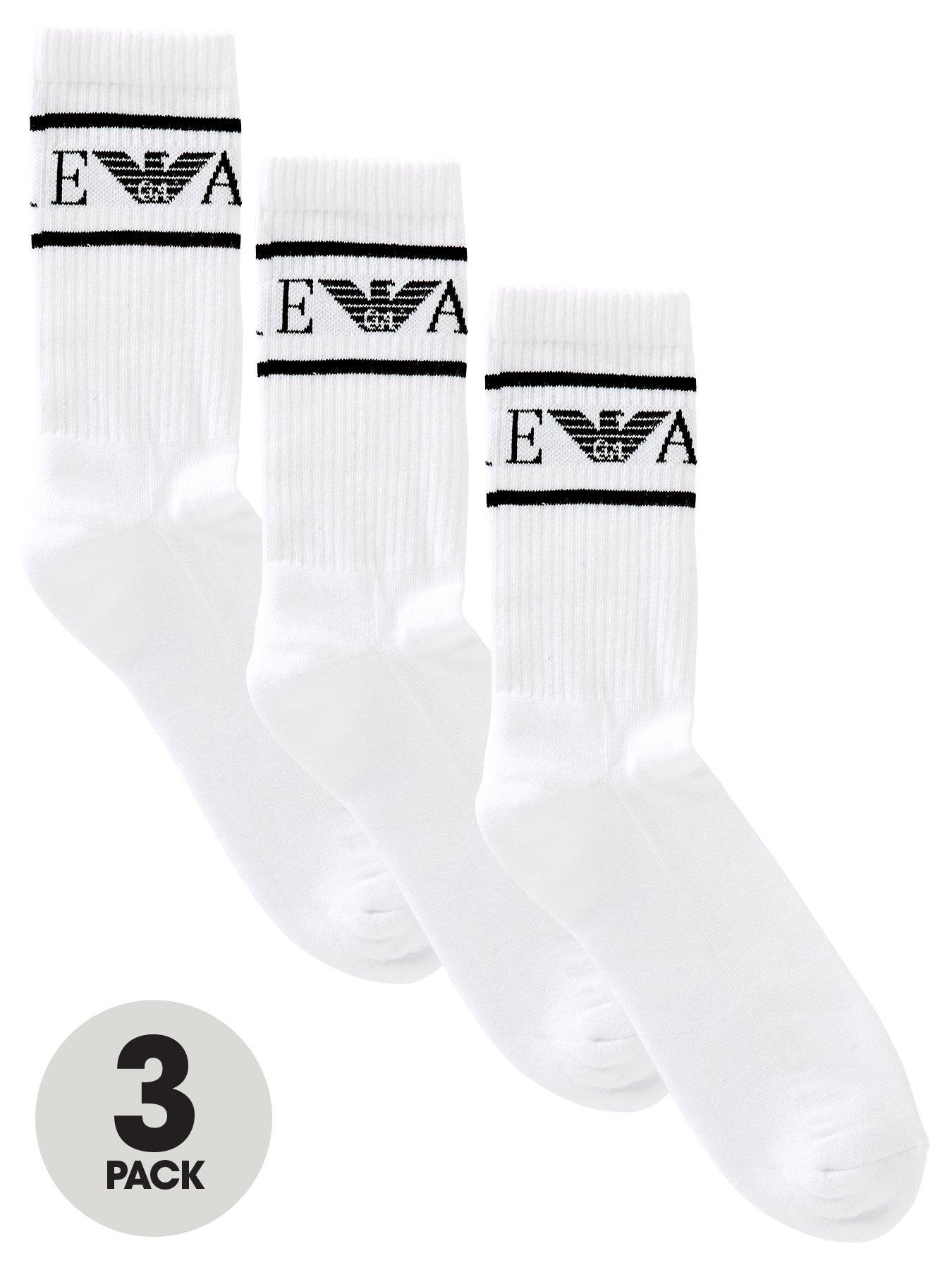  Emporio Armani Bodywear 3 Pack Short Socks - White