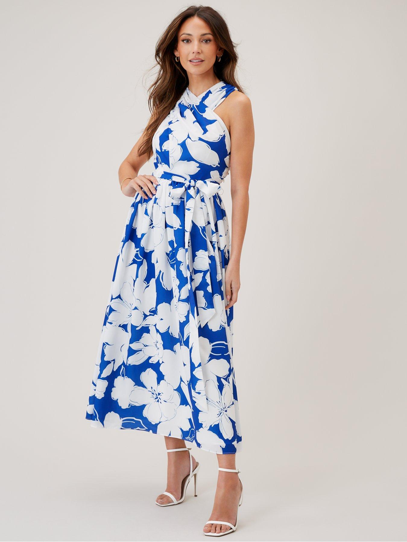 michelle keegan halter neck midi dress