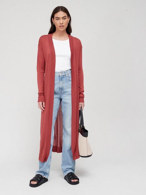 v-by-very-knitted-lightweight-fine-gauge-long-line-cardigan-rust
