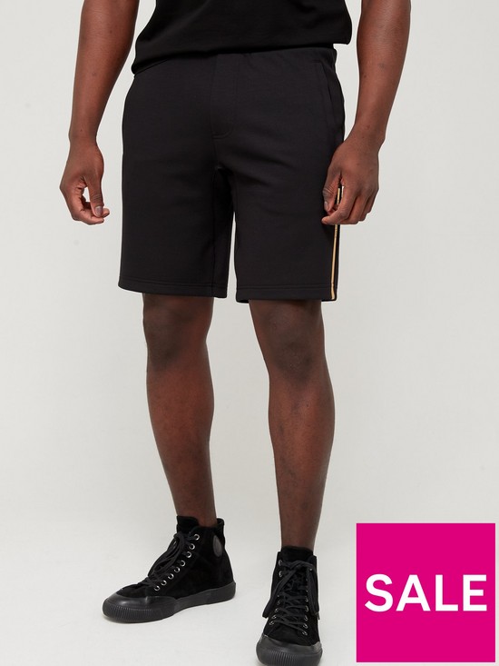 front image of armani-exchange-pgold-label-jersey-shorts-ndash-blackp