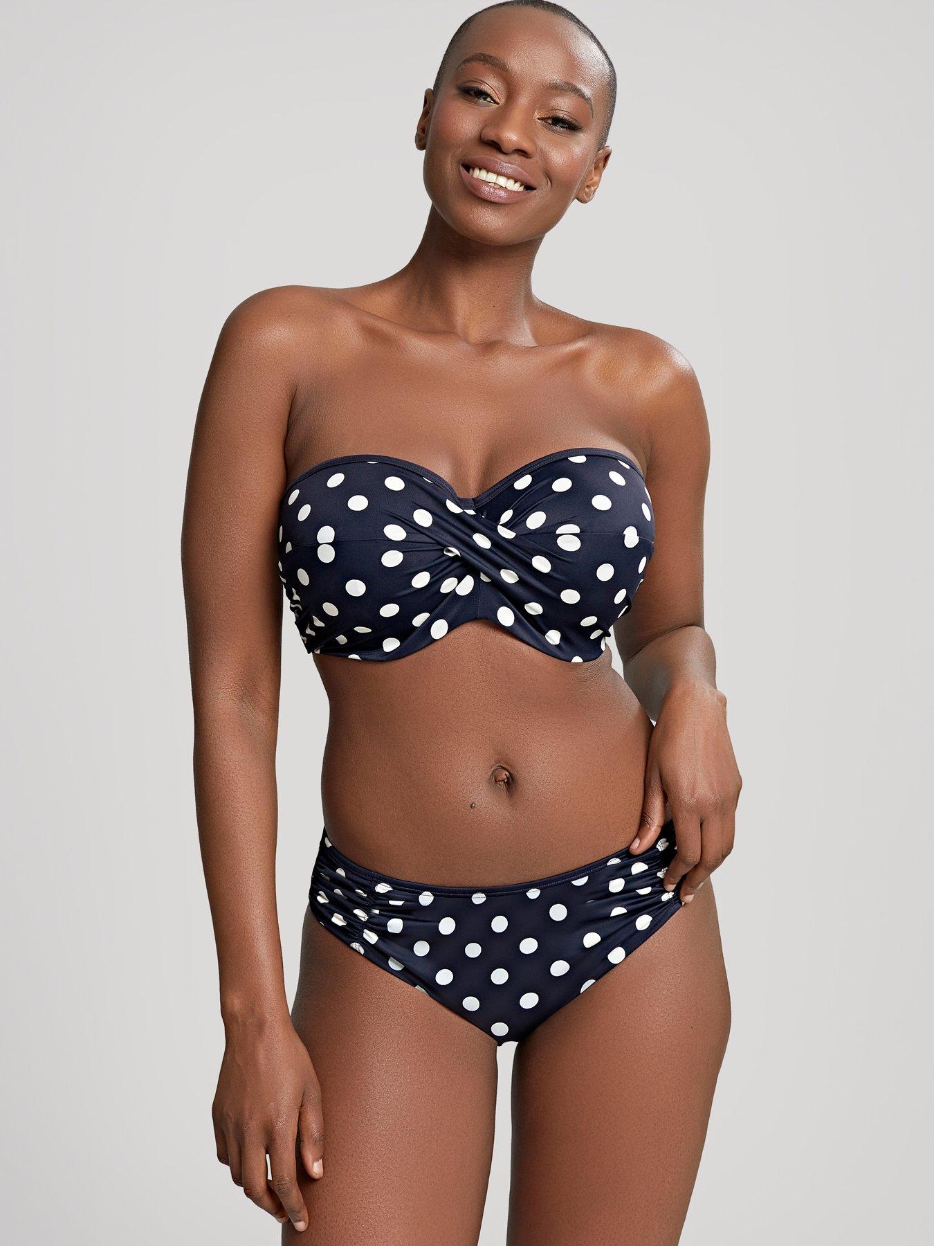 Panache Anya Riva Spot Twist Bandeau Bikini Top Navy Cream Very