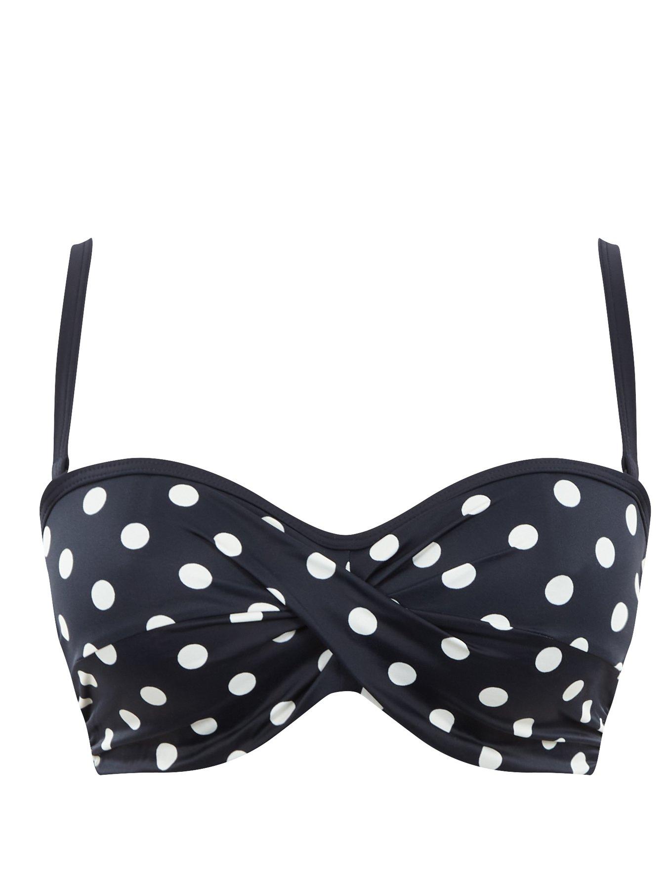 Image 6 of 6 of Panache Anya Riva Spot Twist Bandeau Bikini Top - Navy/Cream