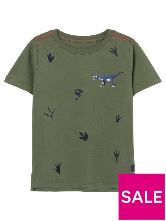 front image of joules-boys-lowell-dino-short-sleeve-t-shirt-green