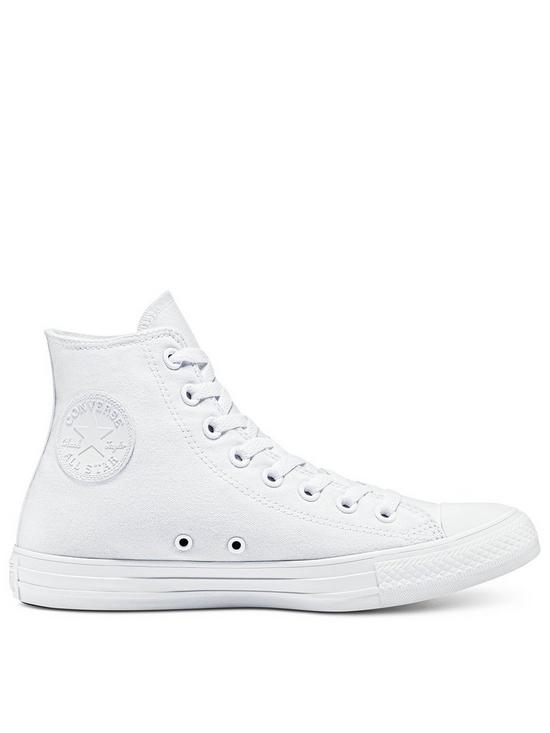 front image of converse-chuck-taylor-all-star-canvas-hi-top-plimsolls-white