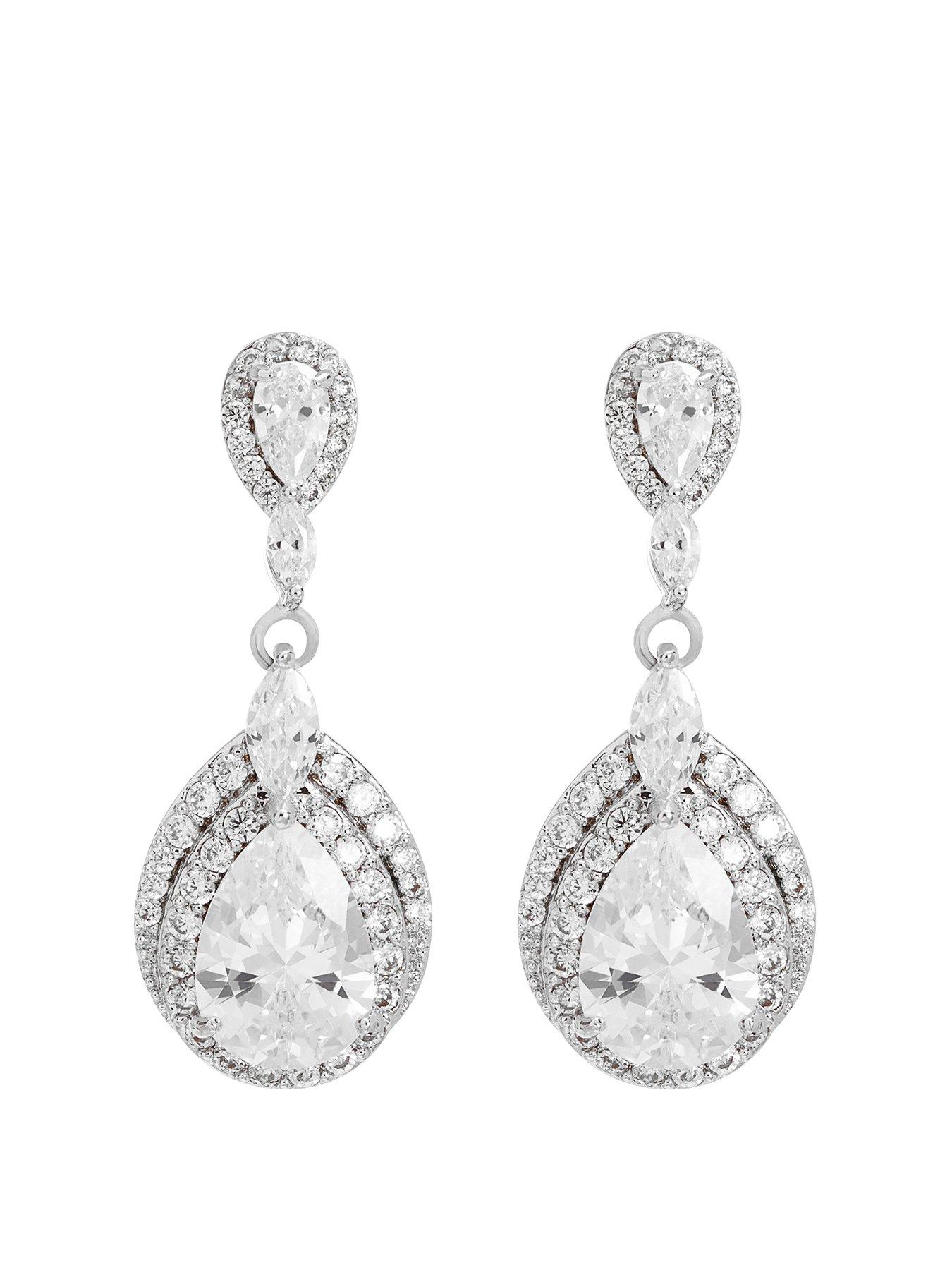 Jewellery & watches DOUBLE PAVE HALO PEARDROP EARRING