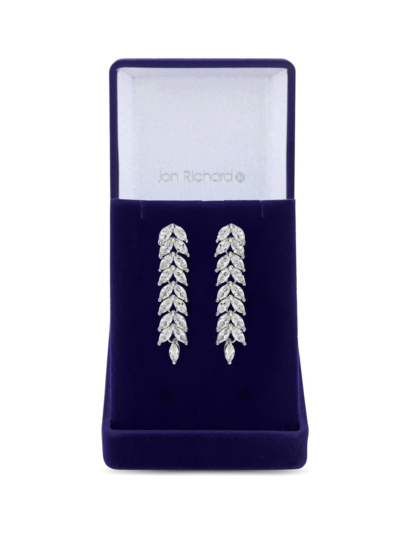Jewellery & watches Cubic Zirconia Crystal Navette Leaf Drop Earring