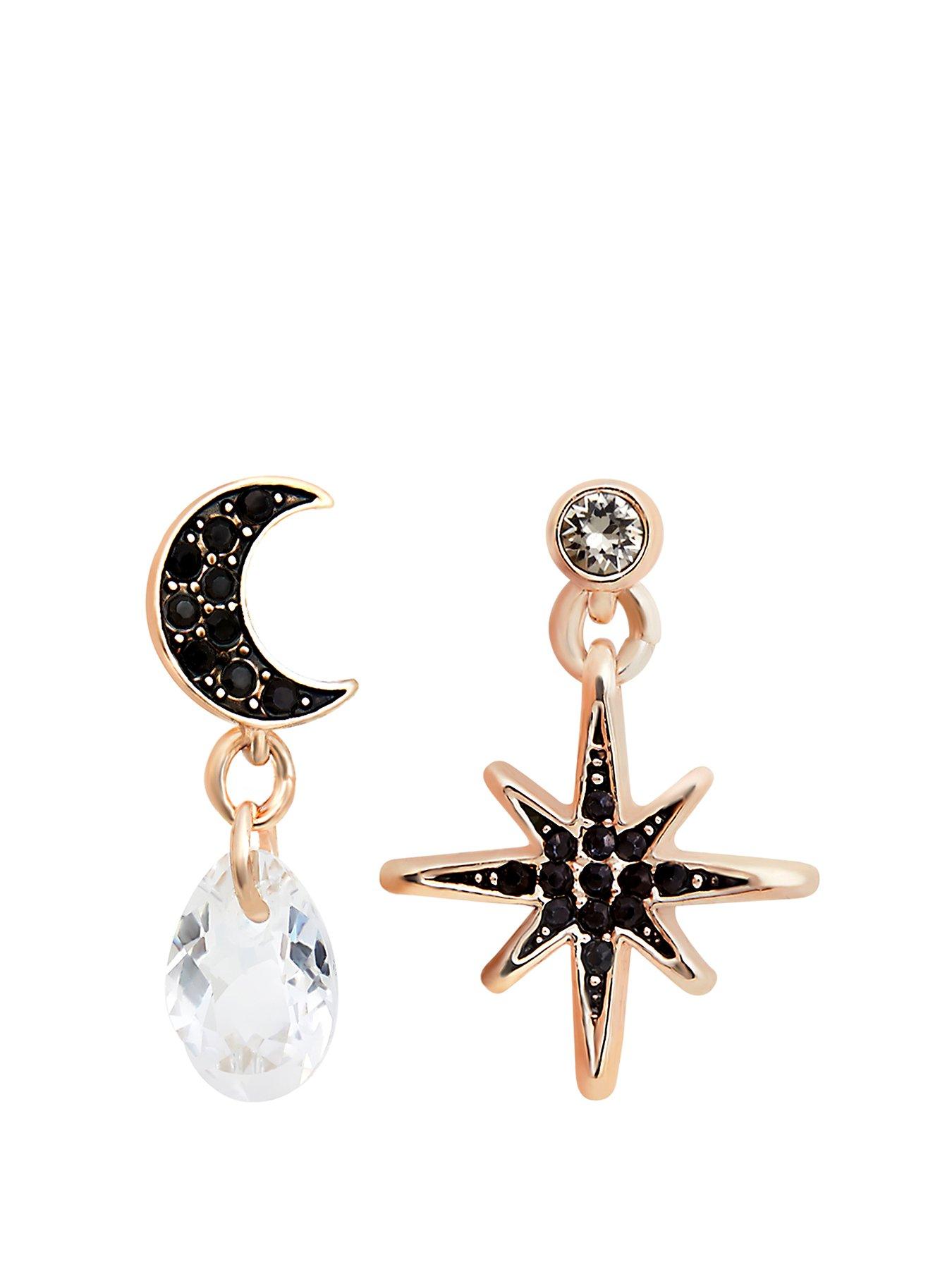  ROSE GOLD AND JET STAR CHARM EARRING