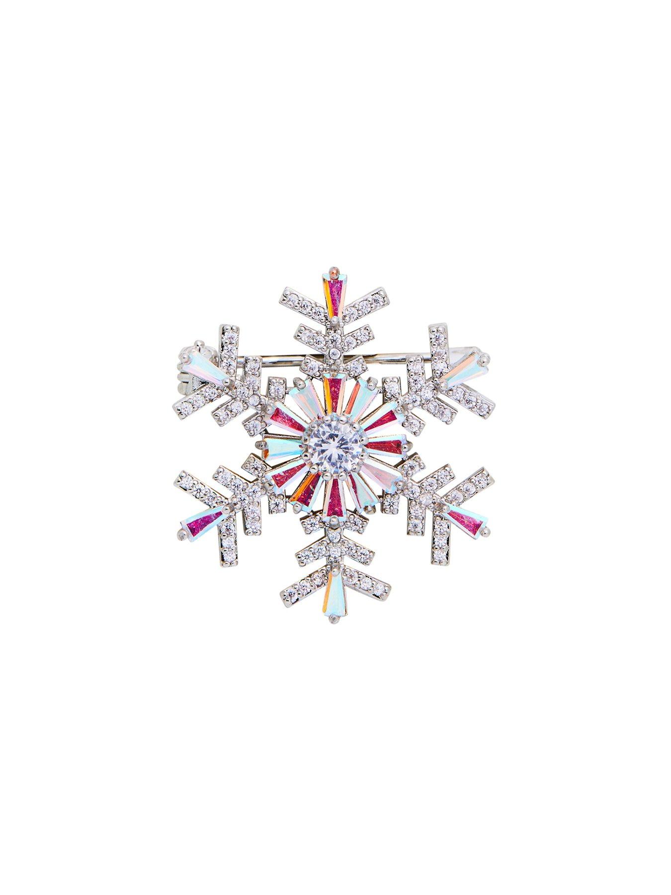 Jewellery & watches - GIFT BOXED RHODIUM PLATE CUBIC ZIRCONIA SNOWFLAKE BROOCH