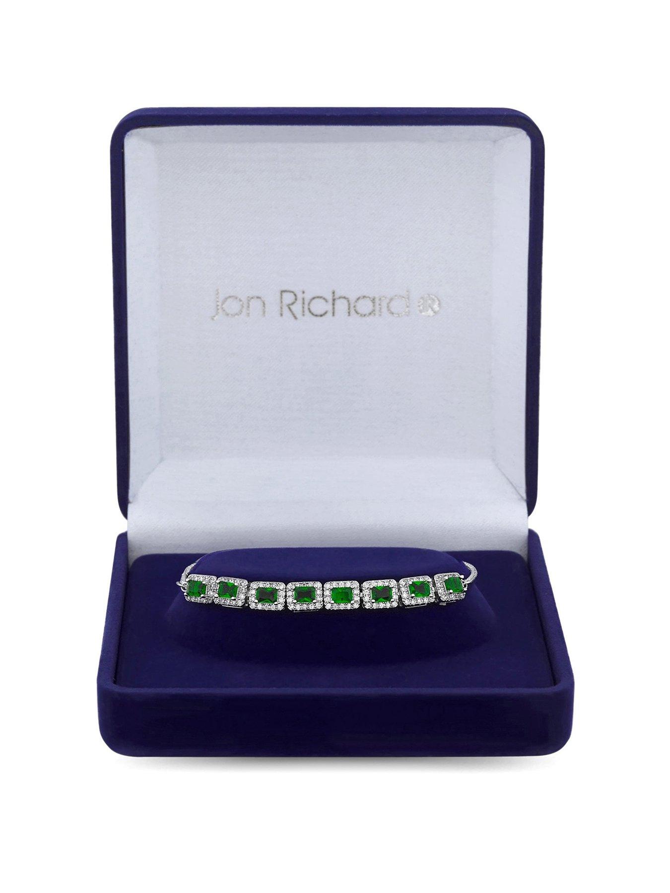 Product photograph of Jon Richard Cubic Zirconia Emerald Perfume Bottle Bracelet from very.co.uk