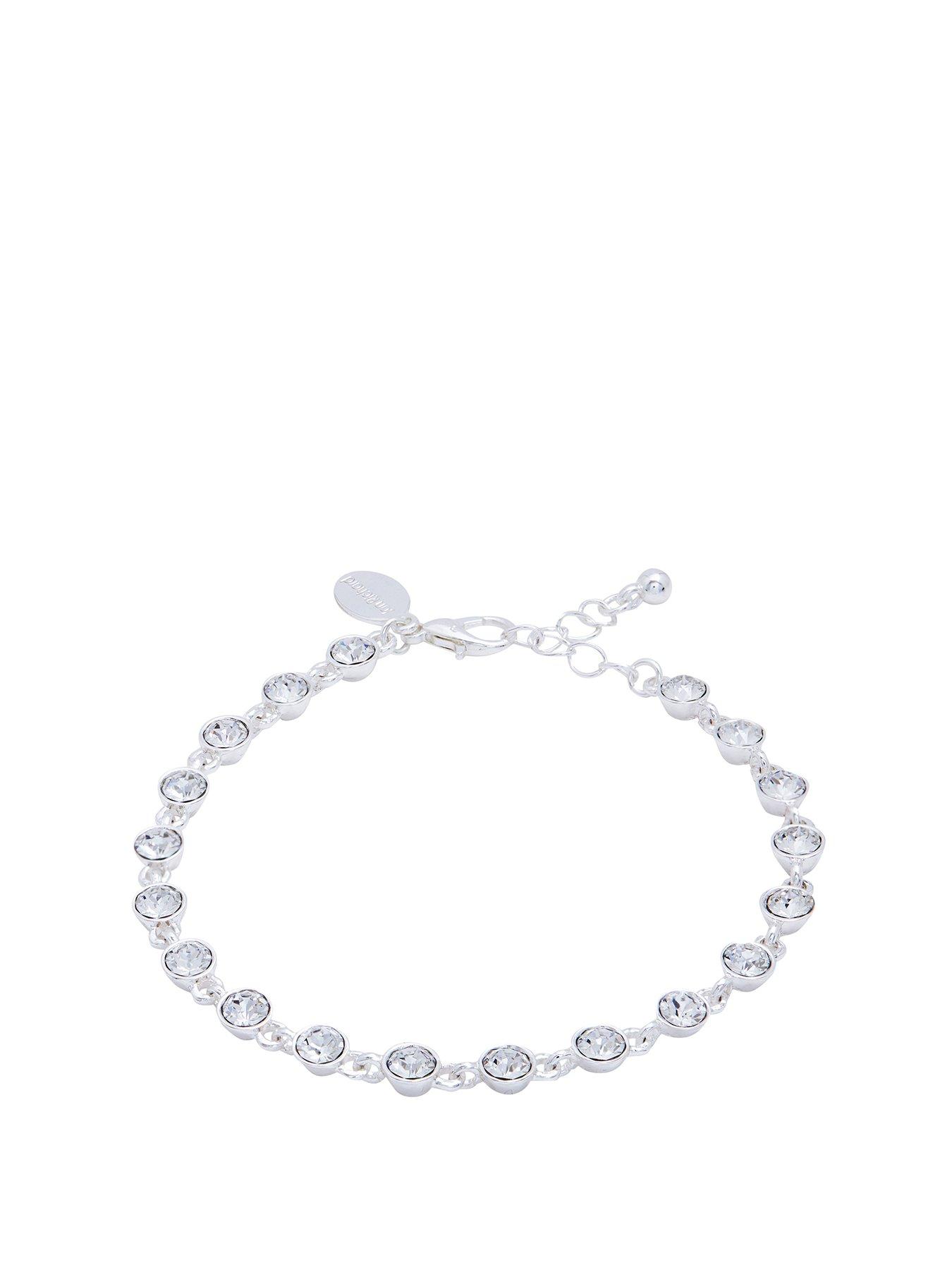 Women Silver Plated Crystal Tennis Bracelet