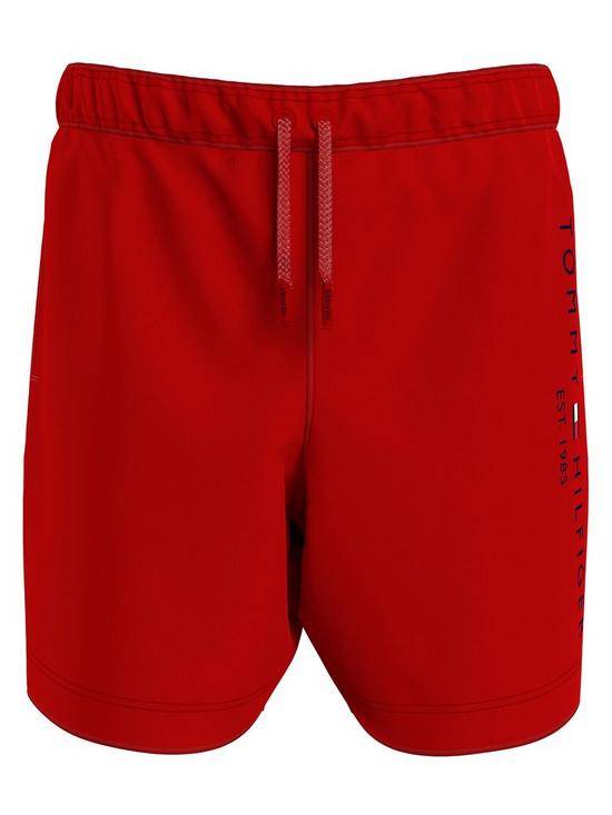 front image of tommy-hilfiger-boys-swim-shorts-red