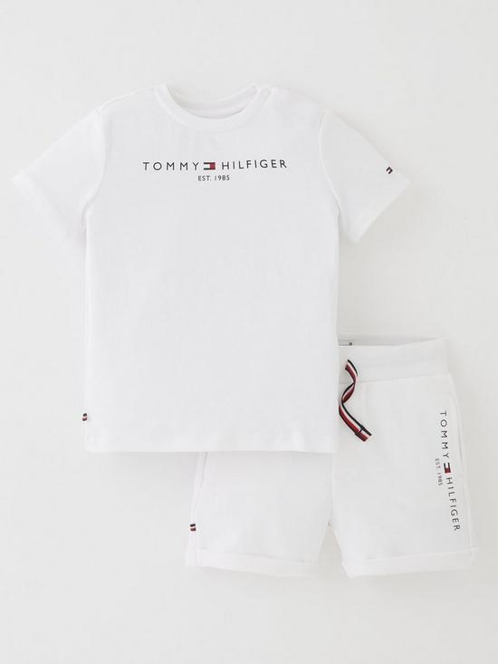front image of tommy-hilfiger-baby-essential-short-and-t-shirt-set-white
