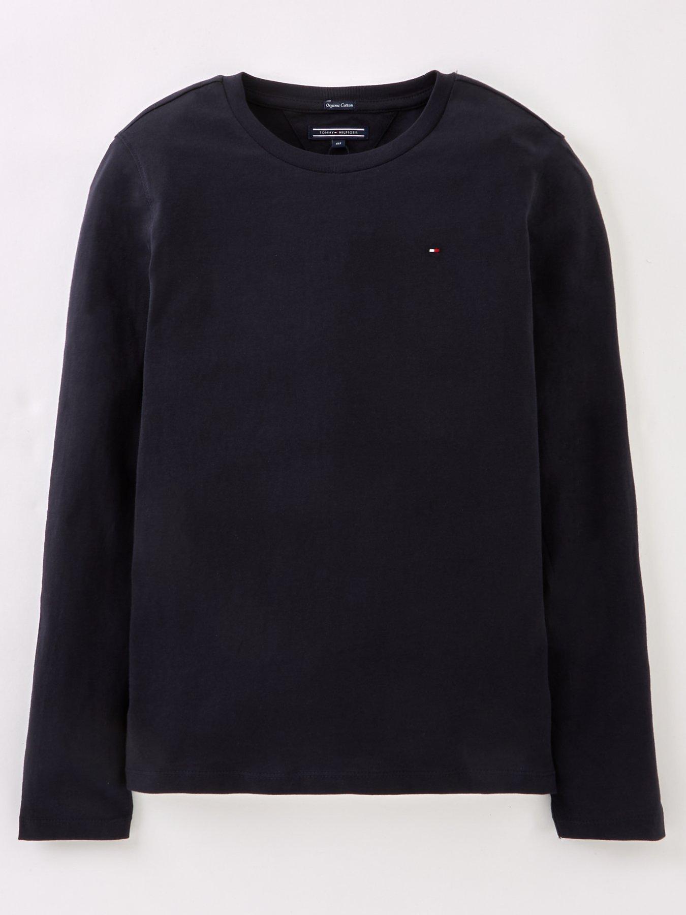undefined Boys Long Sleeve Essential Flag T-Shirt - Navy