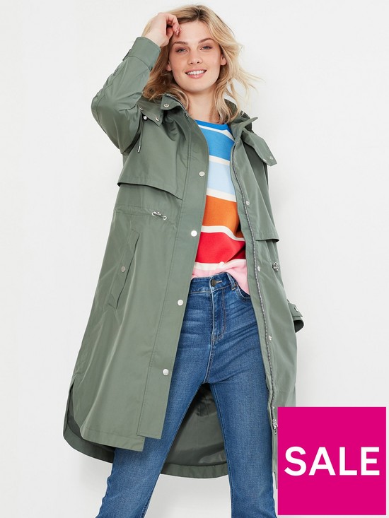 front image of joules-helmsley-longline-hooded-raincoat-green