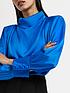  image of river-island-cowl-neck-satin-top-blue