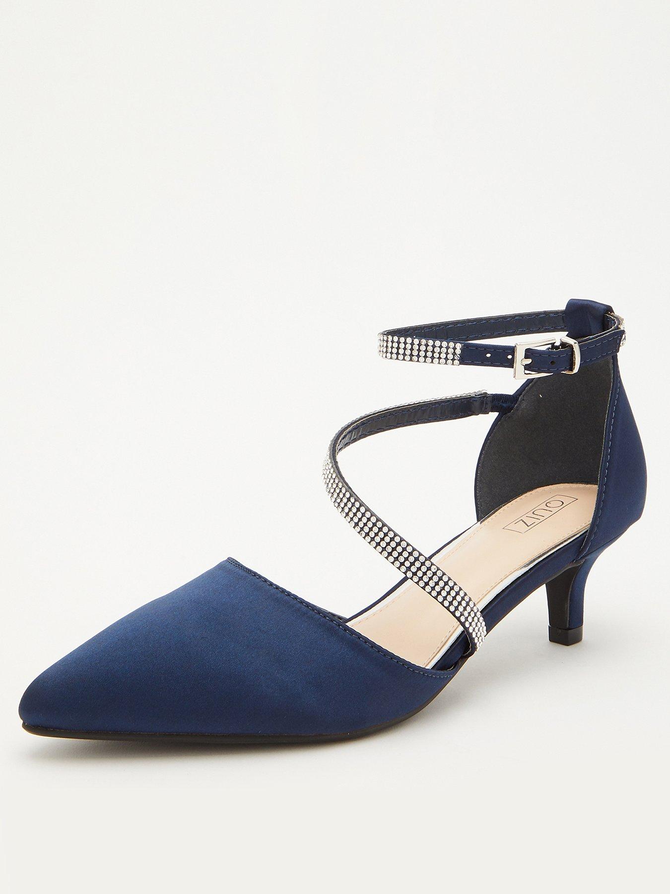 Navy blue best sale mid heel shoes