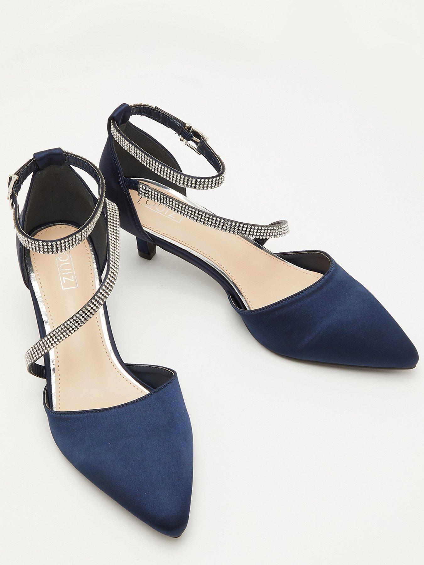 Quiz navy cheap satin shoes