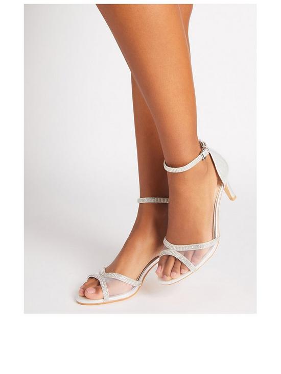 stillFront image of quiz-shimmer-mesh-front-heeled-sandals