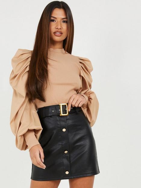 quiz-faux-leather-bodycon-mini-skirt