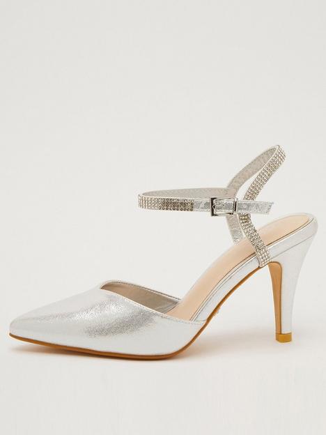 quiz-shimmer-diamante-strap-court-heels