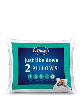 Product photograph of Silentnight Just Like Down Overlocked Pillow - 2 Pack - White from very.co.uk