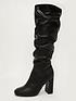  image of quiz-faux-leather-ruched-knee-high-boots